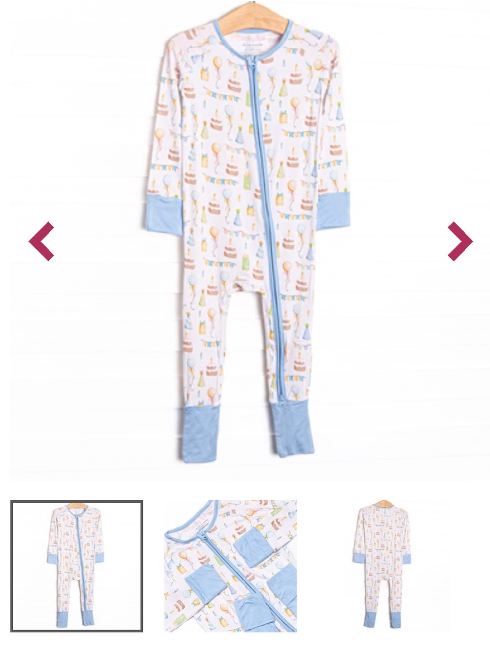 Stitchy Fish 18-24 Month Bamboo Birthday Pajamas with Blue Trim